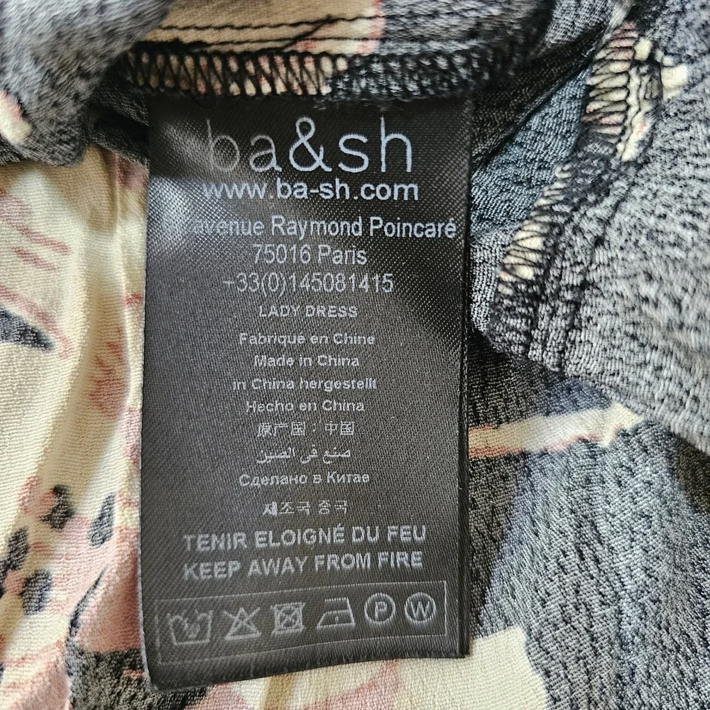 Ba&sh Lady Dress Women XS Black Floral Tiered Boho Mini‎